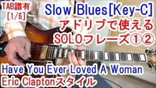 エリック・クラプトンEric Clapton風ブルースギター講座16【10種類のソロフレーズを解説】名曲Have You Ever Loved a WomanTAB譜付き初心者レッスン [upl. by Atinehc]