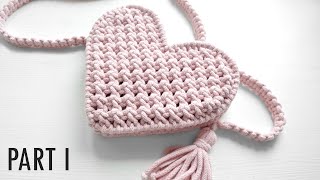 Makramowa torebka serce DIY tutorial Part 1  Macrame heart bag [upl. by Rector]