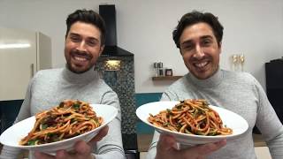 SAUCY SPAGHETTI ALLA PUTTANESCA  THE ALBERTI TWINS [upl. by Gibbeon2]