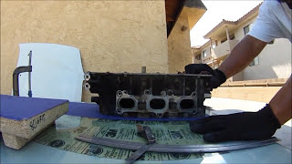 HOW TO RESURFACE A WARPED CYLINDER HEAD AT HOME WITH SAND PAPER still works in 2023 [upl. by Celene401]