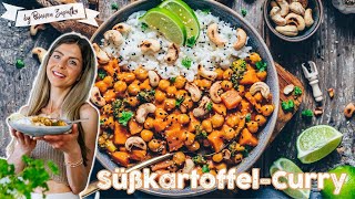 SüßkartoffelKichererbsenCurry mit Kokosmilch Das Beste Rezept Schnelles Essen in 20 Minuten [upl. by Kenwrick]