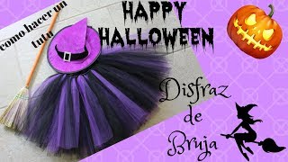 Como hacer disfraz Halloween de bruja para niña con un tutu sin coser  MISS MUNDO ROSA [upl. by Tolland]