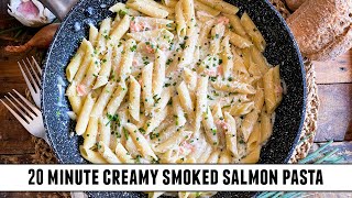 Creamy OnePan Smoked Salmon Pasta  Quick amp Easy 20 Minute Recipe [upl. by Enitsud]