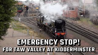 EMERGENCY STOP for Taw Valley at Kidderminster Town  Severn Valley Railway inc Diesel depot [upl. by Hoehne947]