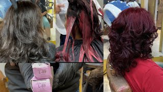 Schwarzkopf L Series Red Violet L89 Global Color Without Prilghtning On Dark Hair Salonfact [upl. by Glogau923]