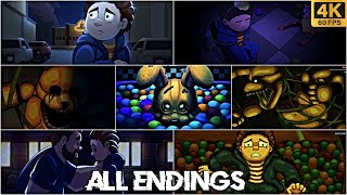 FNAF Into the Pit  ALL Endings Good Bad True Secret 4k60fps [upl. by Isleen]