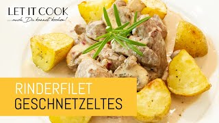 Rinderfiletgeschnetzeltes in Cognacrahm und RosmarinKartoffeln [upl. by Wake]