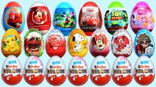 24 Surprise Eggs Kinder Surprise Mickey Mouse Minnie Mouse Cars 2 Disney Pixar [upl. by Scrivenor]