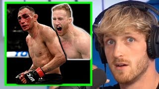 LOGAN PAUL REACTS TO JUSTIN GAETHJE KO TONY FERGUSON [upl. by Paulsen]