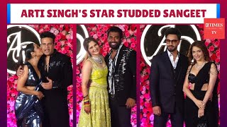 Arti Singh amp Dipak Chauhan Sangeet Ankita Lokhande Krushna Abhishek Rashami Desai in Attendance [upl. by Ofori]