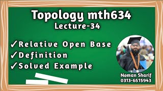 Relative open base  mth634 short lecture  topology lecture in hindi [upl. by Feilak]