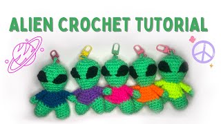 HOW TO CROCHET A ALIEN  STEP BY STEP TUTORIAL AMIGURUMI KEY RING BAG CHARM TOY GIFT [upl. by Einhorn]