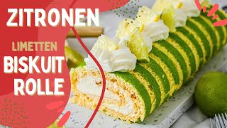 Schnell amp Lecker Zitronen Biskuitrolle mit erprobtem Rezept für den Sommer  Sommerkuchen [upl. by Anisah]