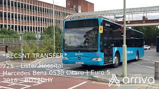 Rec Transfer Arriva Herts amp Essex  Mercedes Benz Citaro 3016  BD12DHY 725 to Lister Hospital [upl. by Nirrek663]