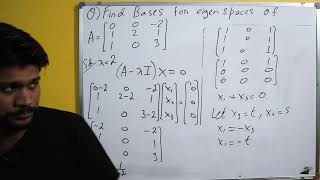 2 Eigenvalue and eigenvector of 3x3 matrix bases for eigenspace [upl. by Ameekahs]