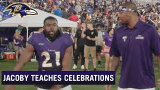 Behind the Celly Jacoby Jones Teaches Ravens Touchdown Celebrations  Baltimore Ravens [upl. by Enida]