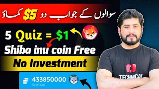 Get 433850000 Shiba inu coin free  free crypto earn  shib coin earn solve quiz no deposit [upl. by Abroms654]