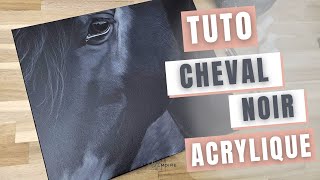 Comment peindre les poils noirs en peinture acrylique TUTO acrylique cheval noir [upl. by Head]