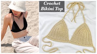 Easy Crochet Simple Bikini Top  Chenda DIY [upl. by Eniarda]