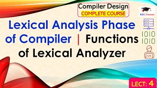 L4 Lexical Analysis Phase of Compiler  Functions of Lexical Analyzer  Compiler Design Lectures [upl. by Nawuj637]