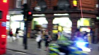 Two London Police Motorcycles Responding Oxford Street DPG [upl. by Ransom]