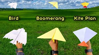 best 3 flying kite plane best 3 paper bird plane how to make 3 paper flying plane [upl. by Dolli]