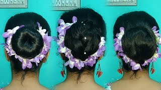 Durga Puja Hairstyle For Short Hair  Easy Girl Hairstyle For Beginner  Festival Hairstyle For Girl [upl. by Reedy]