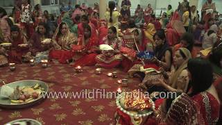 Indian women celebrate Karwa Chauth 2017 for long life of their husbands [upl. by Nylanaj]