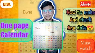 One page calendar  2024  Full tutorial  How to make one page calendar  Check any date in it [upl. by Zerla]