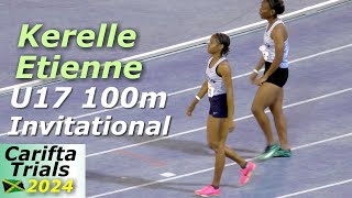 Kerelle Etienne  Nishawna Niles  Girls U17 100m Invitational  Carifta Trials Jamaica 2024 [upl. by Eey]