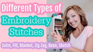 What are the Different Types of Embroidery Stitches Machine Embroidery Stitches Explained [upl. by Sel]