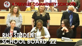 Roseville High School Student School Board 2022 [upl. by Adnilak]