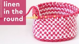 Linen Stitch Knitting Pattern in the Round 2 Row Repeat [upl. by Nahgen]