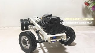 How to Install Remote Control Car Cardboard Tractor Truck Engine Handmade at home [upl. by Eceerahs]