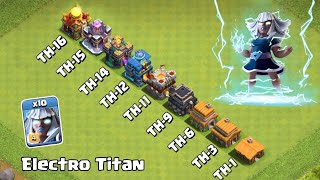 Every Town Hall vs Electro Titan  Clash of Clans [upl. by Lytton348]