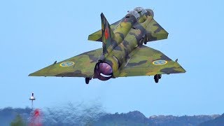 SwAFHF SAAB SK37 Viggen display at Stord Airshow 2018 [upl. by Gordy394]