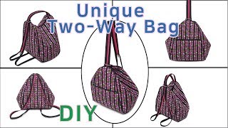 DIY Unique Two way BagBackpack making tutorialPractical two styles unique bag두가지 스타일의 개성있는 가방 만들기 [upl. by Ahtelrac]