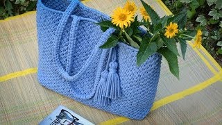 How to make macrame bag  tote  beach bag  DIY bag tutorial  ENPL [upl. by Lasky559]