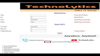 Create a Registration form to demonstrate use of various Validation controls [upl. by Legna885]