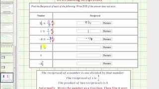 Ex Determine the Reciprocal of Integers Fractions and Mixed Numbers [upl. by Annaya]