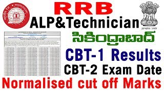 RRB ALP Technician Secunderabad CBT 1 Results CBT 2 Exam Date Category wise Normalised cut off Marks [upl. by Airun]