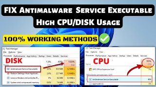 FIX Antimalware Service Executable High CPU RAM amp DISK USAGE On Windows 1110 [upl. by Atnod]