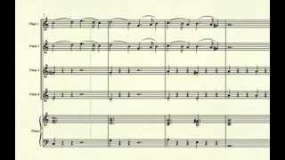 Greensleeves to a Ground  for 4part flute ensemble with piano [upl. by Sinnej]