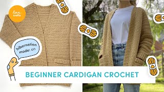 Simple Crochet Cardigan Tutorial  SUPER BEGINNER  LoveCrafts [upl. by Ahc620]