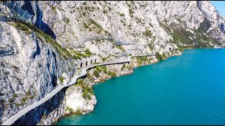 The most beautiful suspended cycle path in Europe Limone del Garda Lake Garda [upl. by Tibbs527]