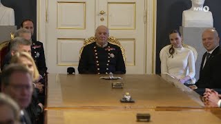 Princess Ingrid Alexandra of Norway sitting in on her first cabinet meeting [upl. by Anelhtac]