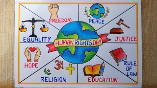 Human Rights Day Poster drawing easy10th Dec How to draw Human Right Day drawing Law Day drawing [upl. by Leahcimluap314]