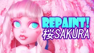 Repaint Sakura Pink Draculaura Monster High Custom OOAK Doll [upl. by Lebyram]