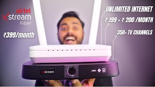 Airtel Xstream Fiber 399month 199200  Unlimited Internet  TV Channel Full Review Installation [upl. by Janith]