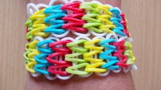 Loom Bands Anleitung deutsch dreifaches Armband  Bracelet Rubber Bands tutorial [upl. by Mccreary]